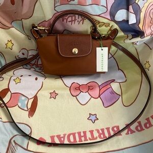 Longchamp Le Pliage Mini Cognac Crossbody Canvas Tote